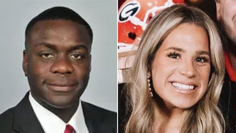 Bryant Gantt, left, the Uuniversity of Georgia football team’s director of player support, learned that staff member Chandler LeCroy, right, had an extensive record of speeding and intervened to minimize her latest citation. (Compilation)